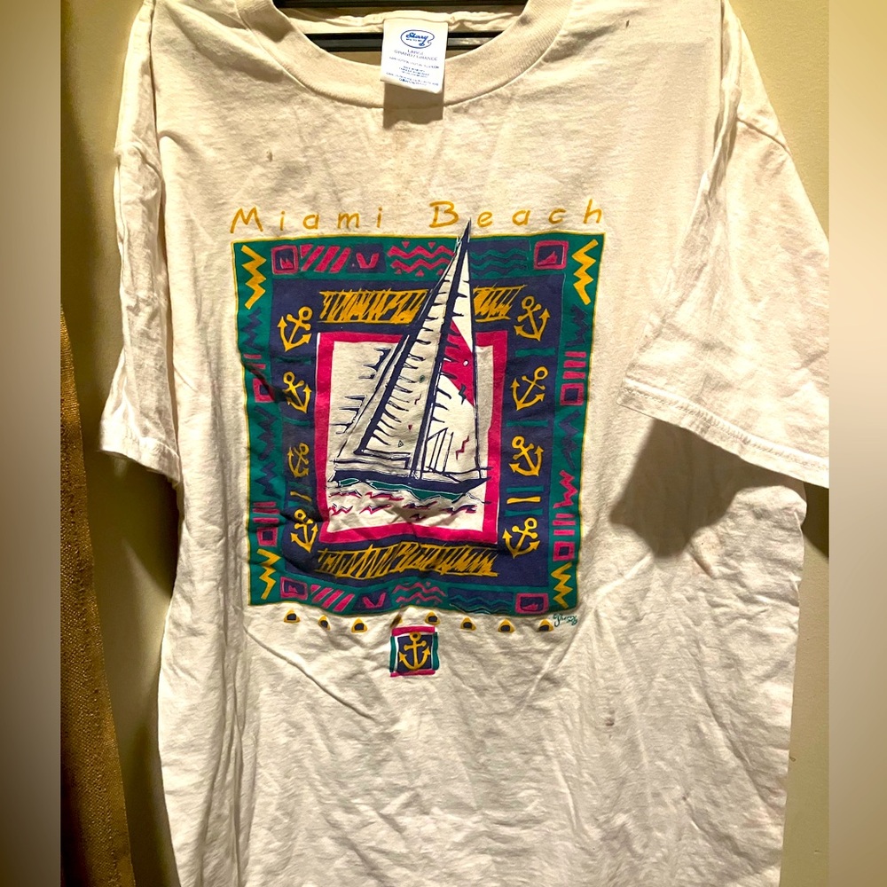 Vintage Sherry Florida miami beach graphic design 80s original shirt size large